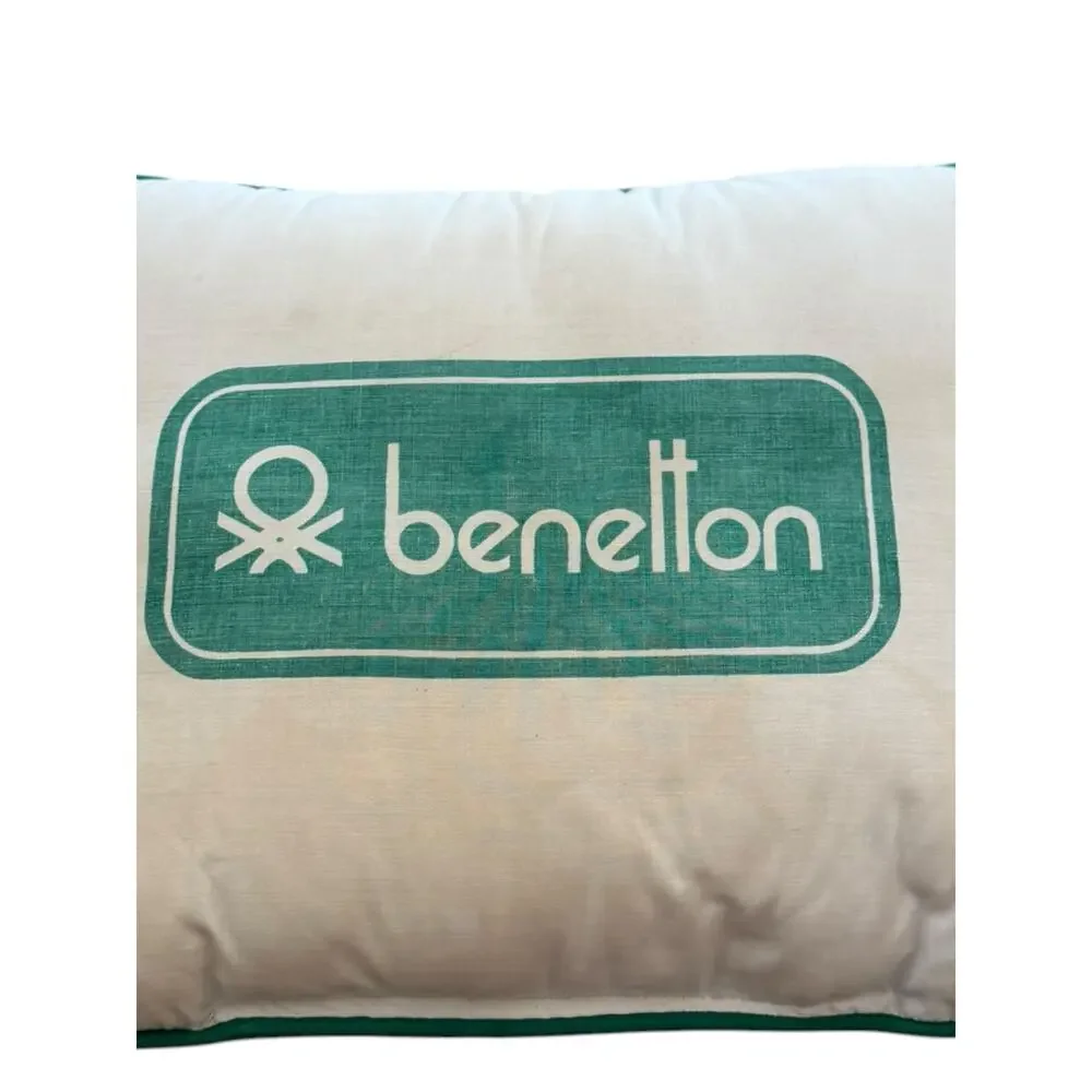 Vintage 1980's United Colors of Benetton Logo Throw Pillow